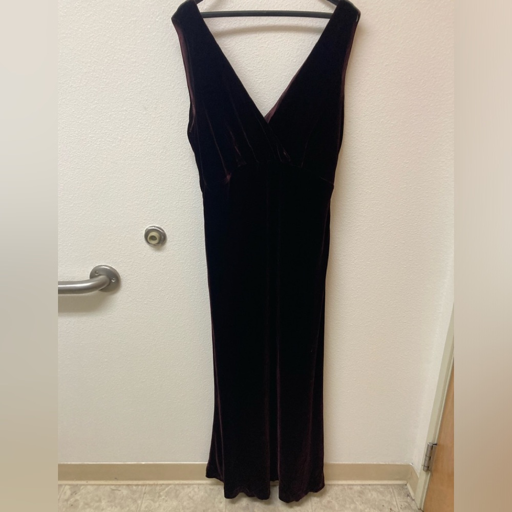 LAUREN RALPH LAUREN Burgundy Rayon Silk Velvety Maxi Dress (16)